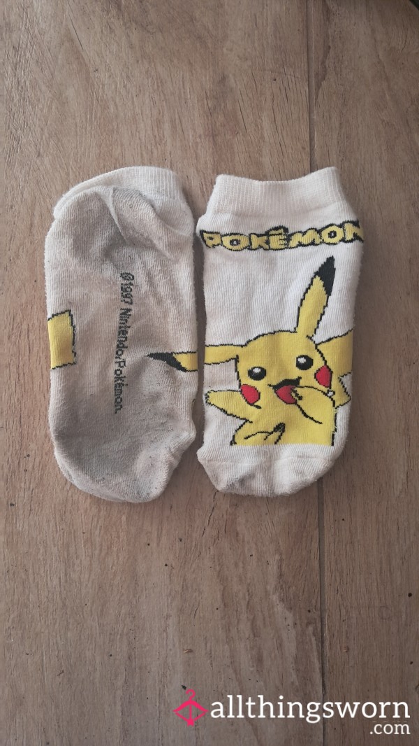 Pikachu Stinky Ankle Socks. 4 Days Worn + 2 Workouts(more Pokémon Available)