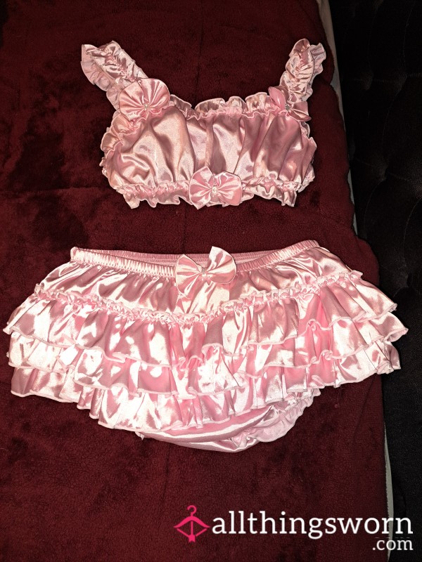 Pink 2 Piece Satin Sissy Outfit