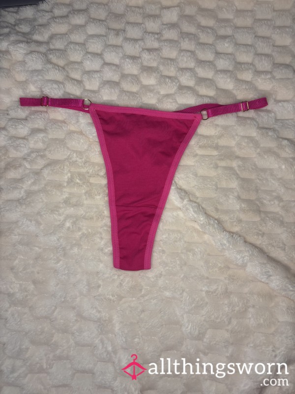 Pink Adjustable Cotton Thong