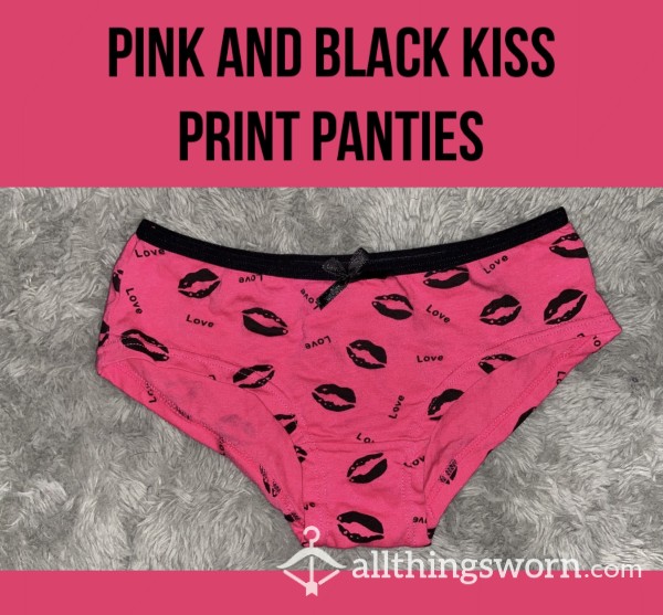 *reduced* Pink And Black Kiss Print Panties💋