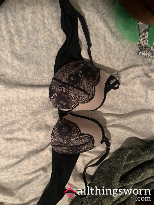 Pink And Black Lacy Bra