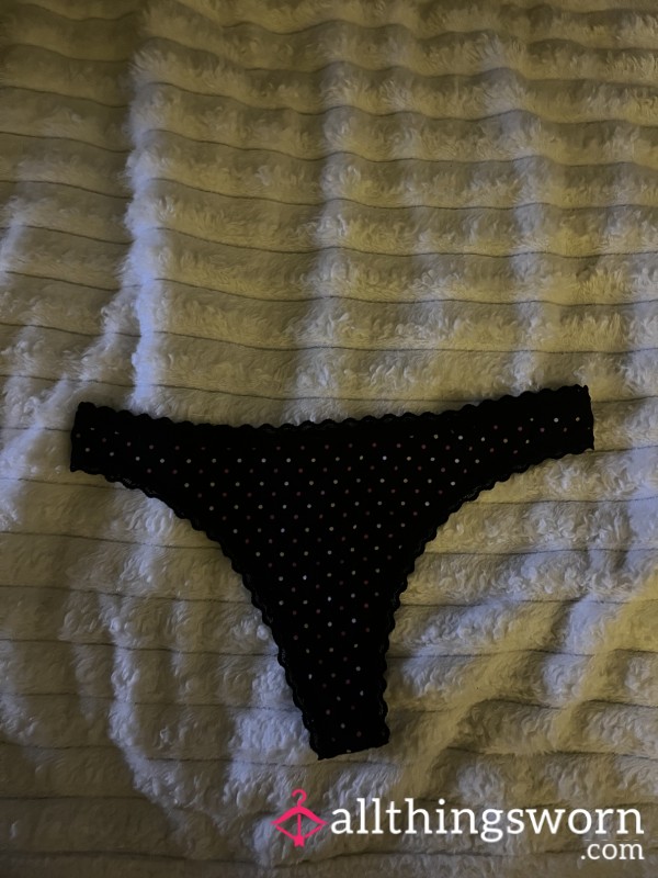 Pink And Black Polka Dot Thong Wear