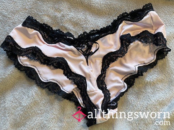 S**y Silky And Lacey Pink And Black Knickers