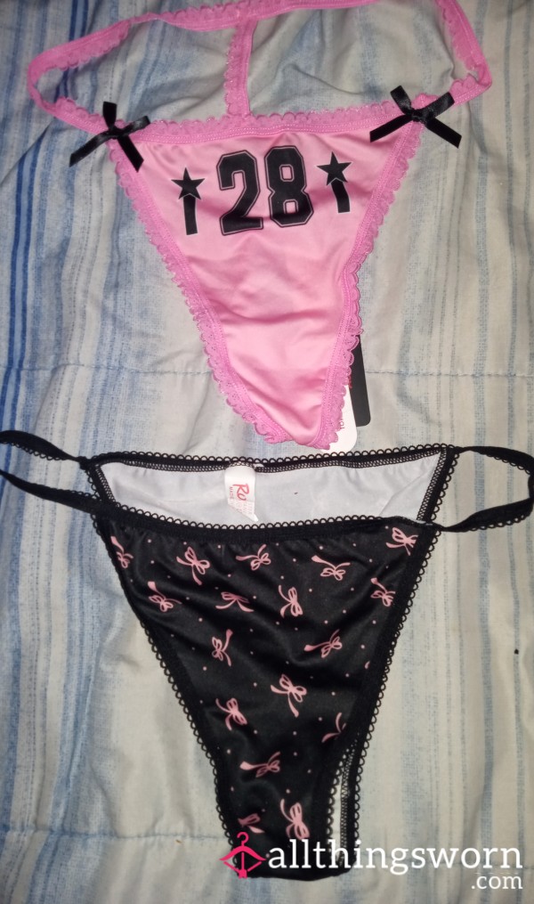 Pink And Black Thongs