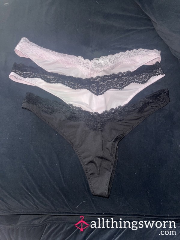 Pink And Black Thongs