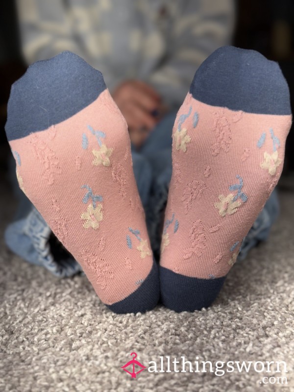 Pink And Blue Ankle Socks