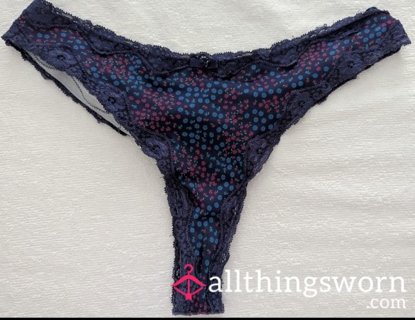 Pink And Blue Thong With Pu**y Juices And Scent