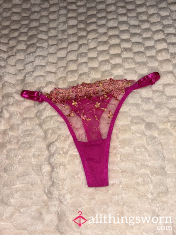 Pink And Gold Mesh Thong