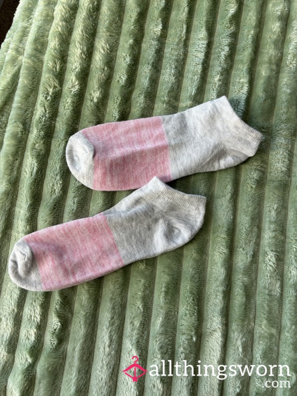 Pink And Grey Ankle Socks