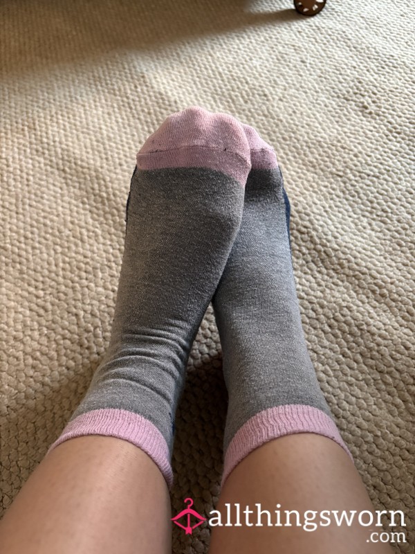 Pink And Grey Socks