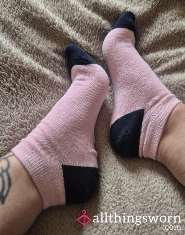 Pink And Navy Ankle Socks