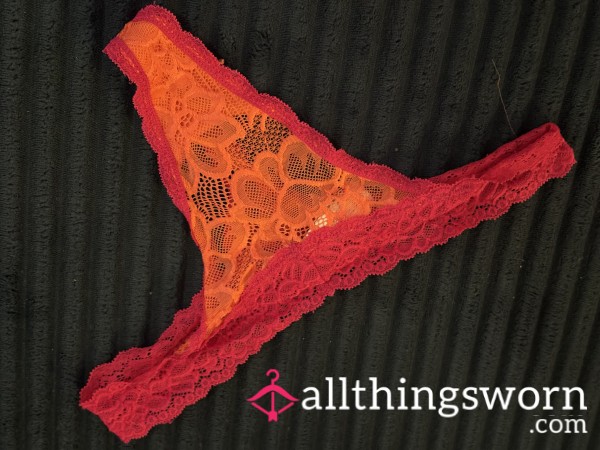 Pink And Orange Lacy Thong. I Will Miss Her