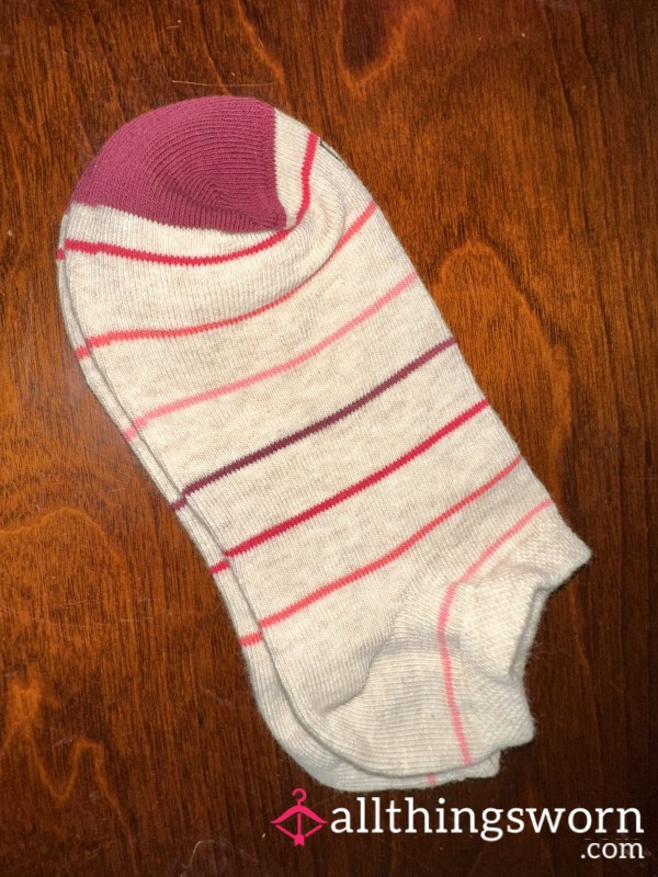 Pink And Red Striped KB Ankle Socks
