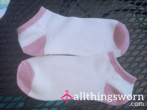 Pink And White Ankle Sock