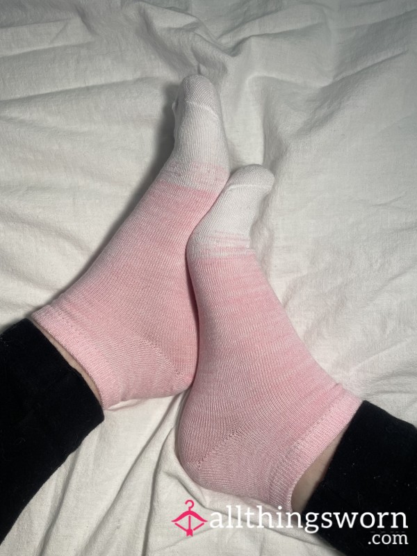 Pink And White Ankle Socks