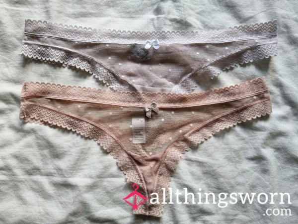 Pink And White Delicate Thongs