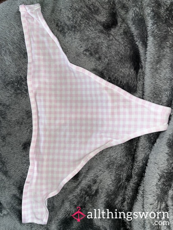 Pink And White Gingham High Cut Thong XXL