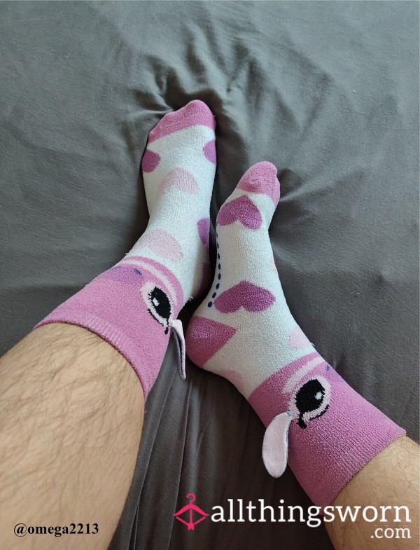 Cozy Pink And White Grippy Socks