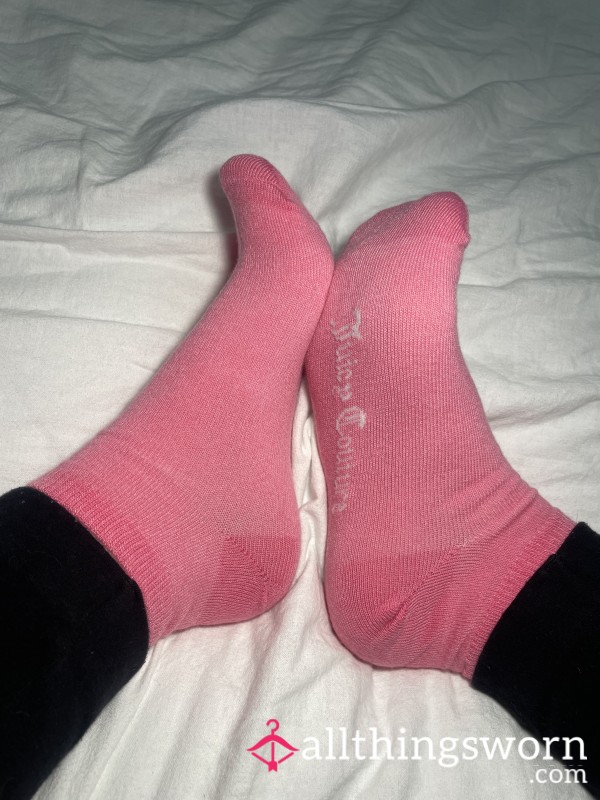 Pink And White Juicy Couture Ankle Socks
