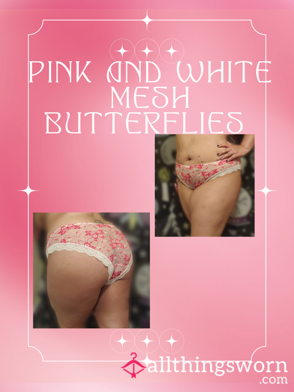 Pink And White Mesh Bu*terflies