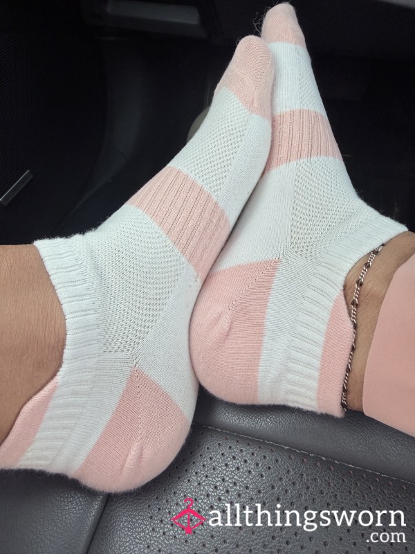 Pink And White Socks