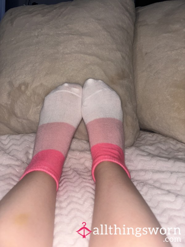 Pink And White Socks