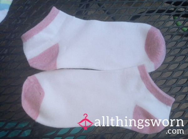 Pink And White Socks