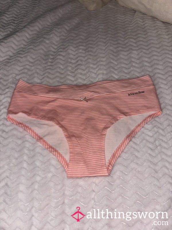 Pink And White Striped Bikini Panties