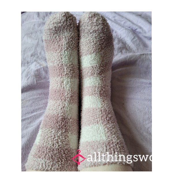 Pink And White Worn Soft Feel Socks