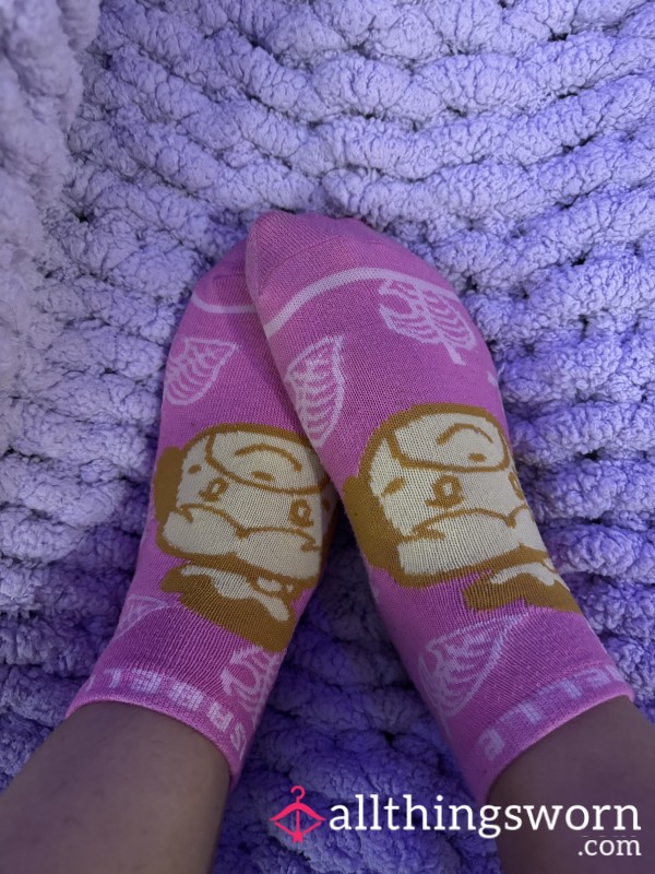 Pink Animal Crossing Ankle Socks