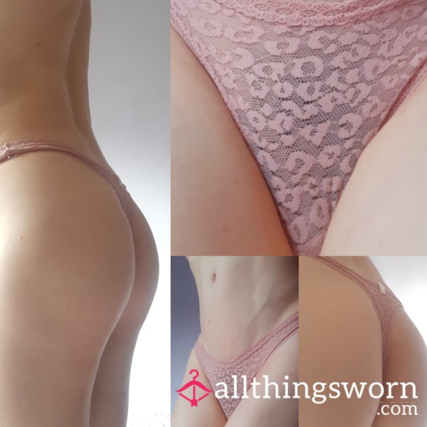 Pink Animal Print Lace Thong Worn By TGoddess 🏳️‍⚧️😈