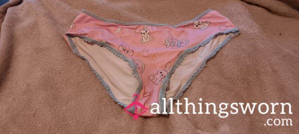 Pink Anime Bunny Cotton Full Back Panties- Size L