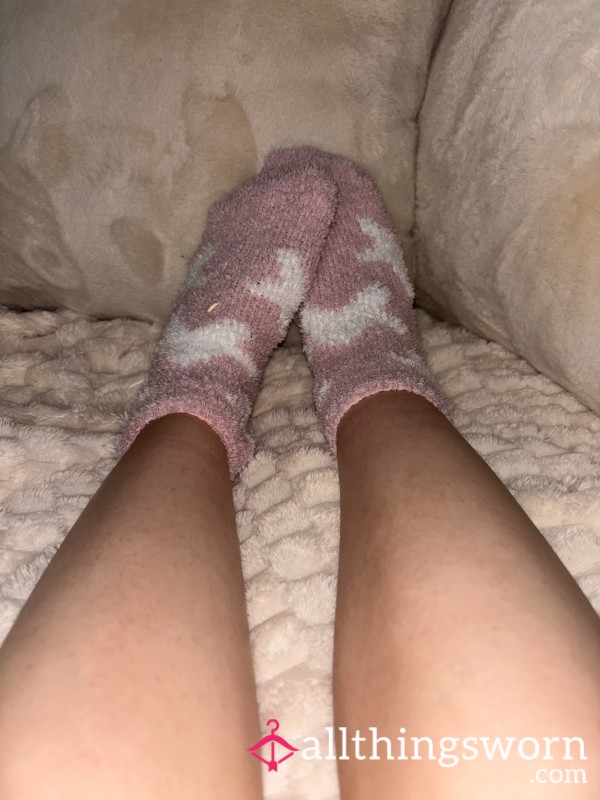 Pink Ankle Star Fluffy Socks