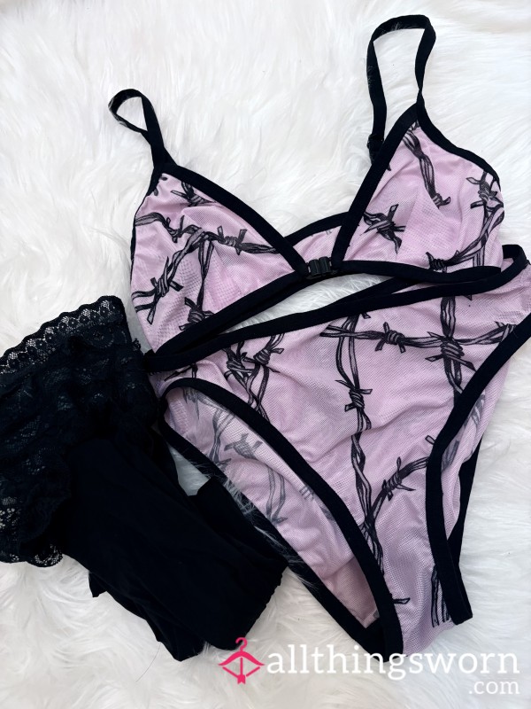 Pink Barbwire Sheer Set