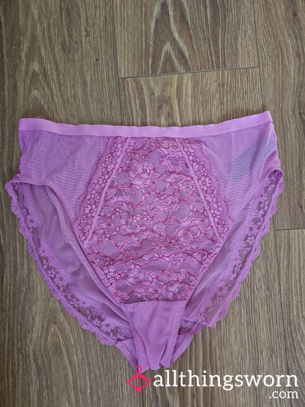 Pink Big Knickers Size 18 Pretty See Through Mesh.