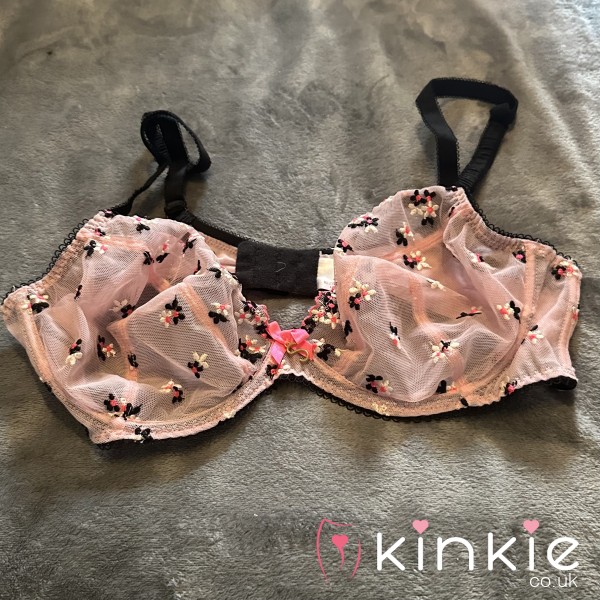 Pink & Black Flowers Bra - Size UK 40C - SSBBW