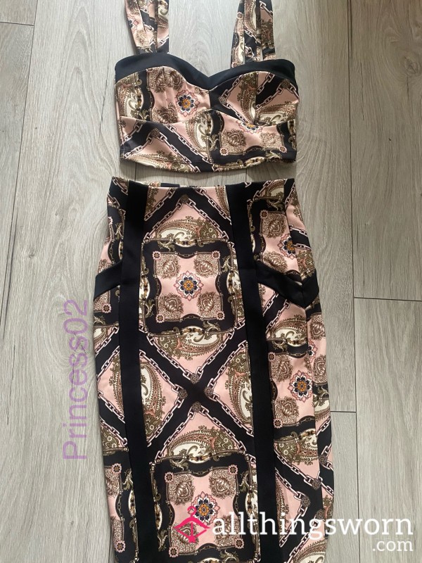 Pink Black Gold Co Ord Skirt Set 🩷🖤💛