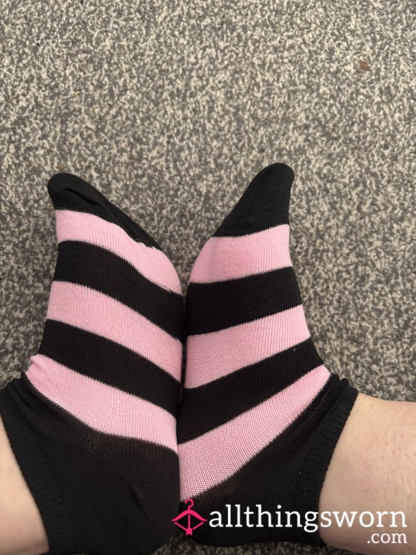 Pink & Black Stripy Socks