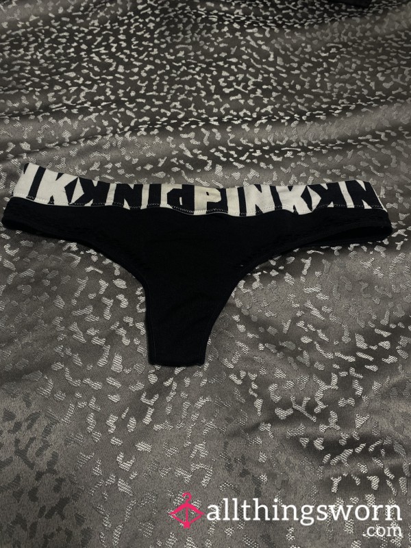 PINK Black Thong