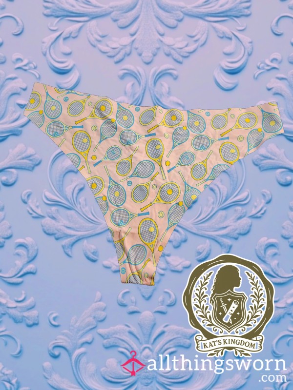 Pink & Blue Tennis Print Thong | Super Smooth Cheek Boss XXL