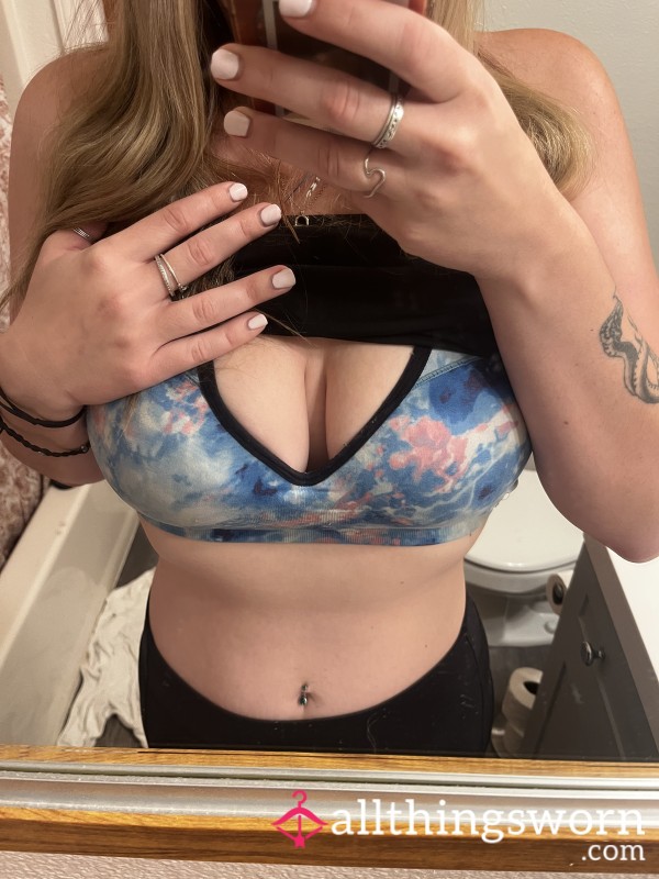 Pink & Blue Tye-dye Sports Bra