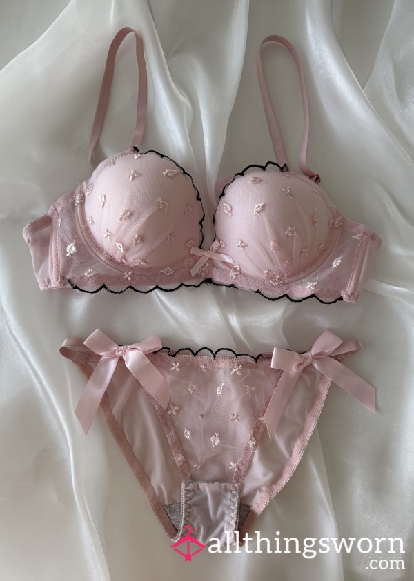 ( ˘͈ ᵕ ˘͈♡) Pink Bow Lingerie Set ♡