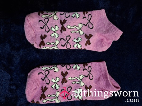 Pink Bows Print Ankle Socks