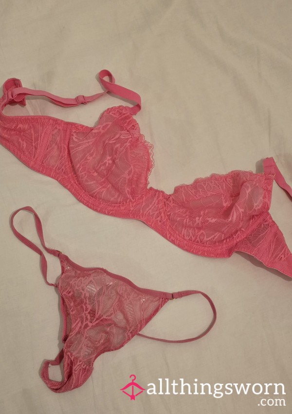 Pink Bra And Knickers Set