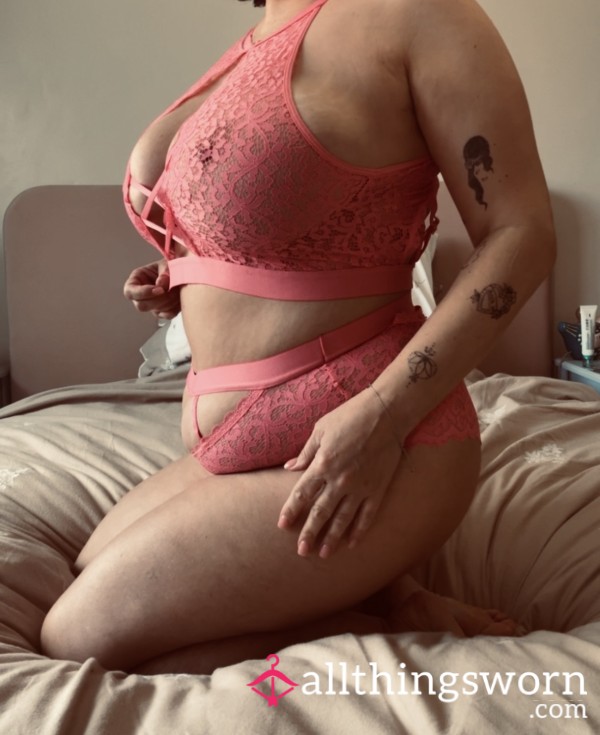 Pink Bralette And Matching Panties
