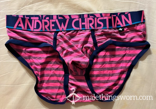 Pink Briefs With Blue Stripes Size XL