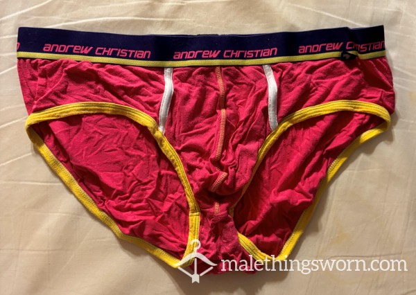 Pink Briefs With Yellow And White Piping Size XL