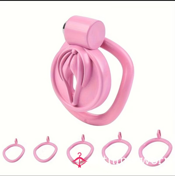 Pink Pu**y Chastity Cage For Your Little Clitty D*ck
