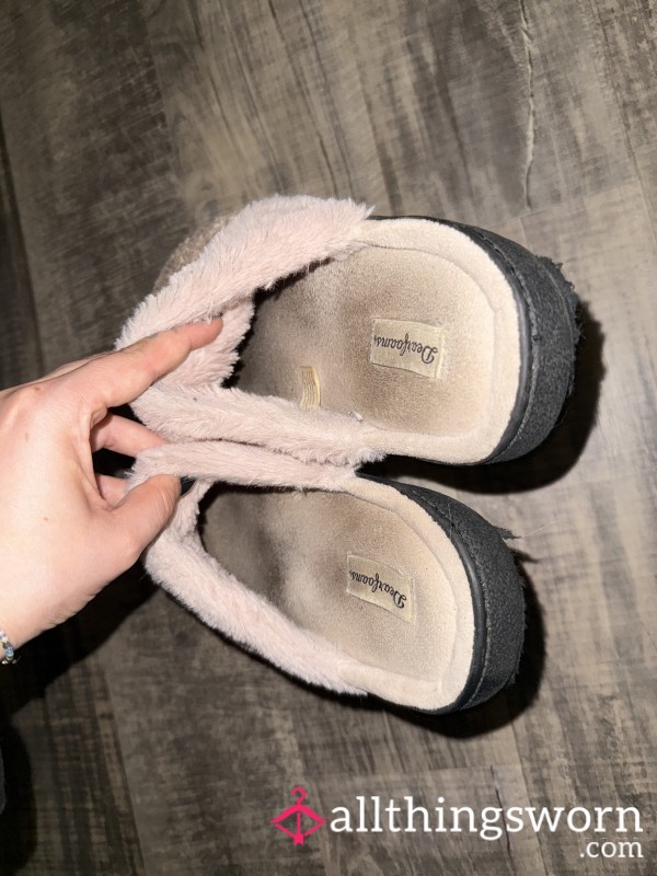 Pink Chenille Slippers - EXTREMELY Worn
