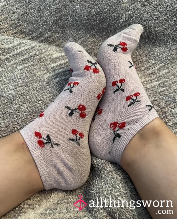 🍒Pink Cherry Ankle Socks